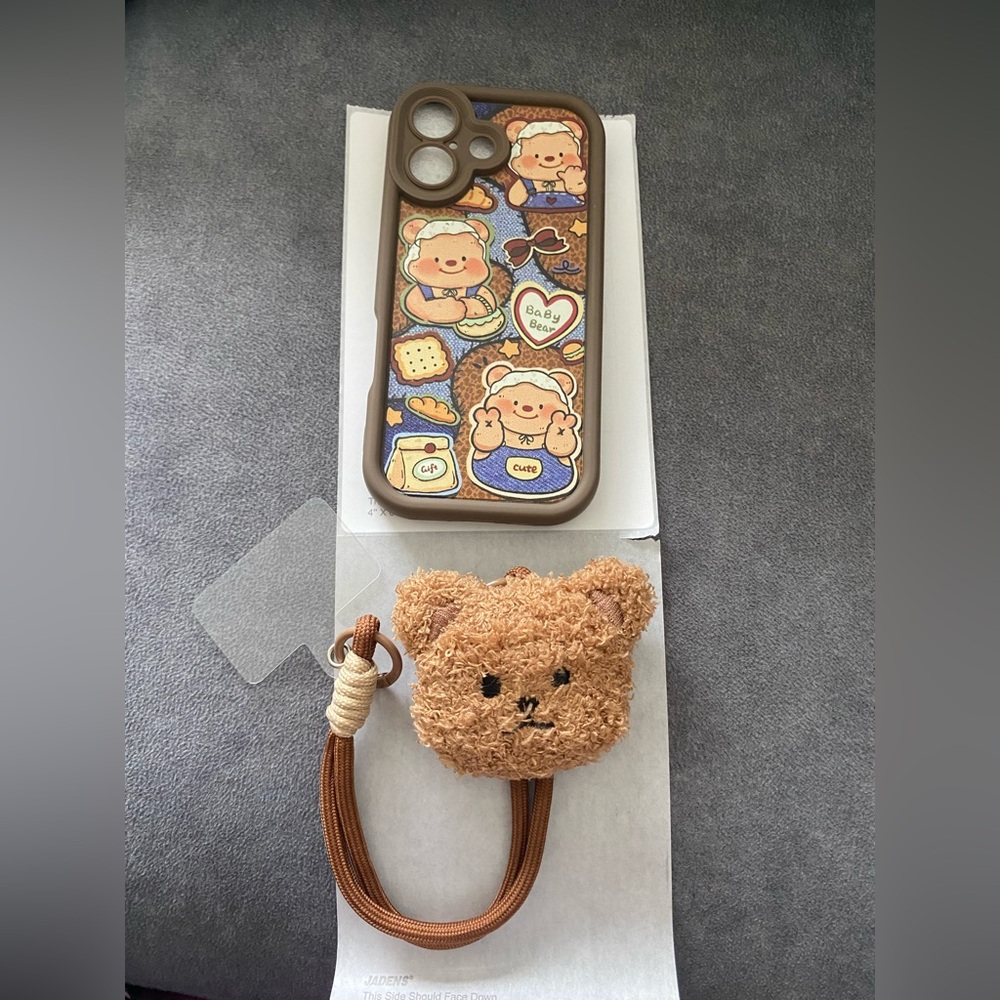Cute Bear Phone Case with Brown Bear Charm iPhone 17